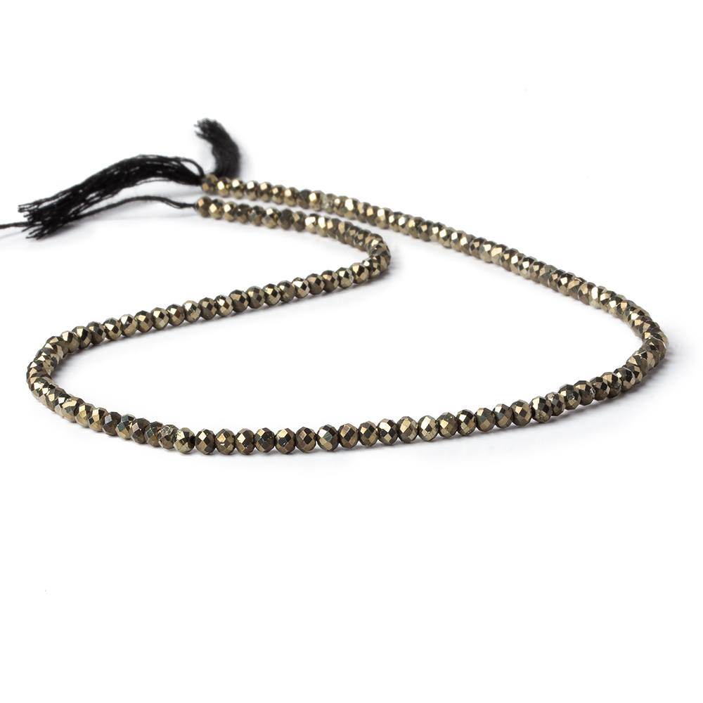 3mm Golden Pyrite microfaceted rondelle beads 13 inch 134 pieces - Beadsofcambay.com
