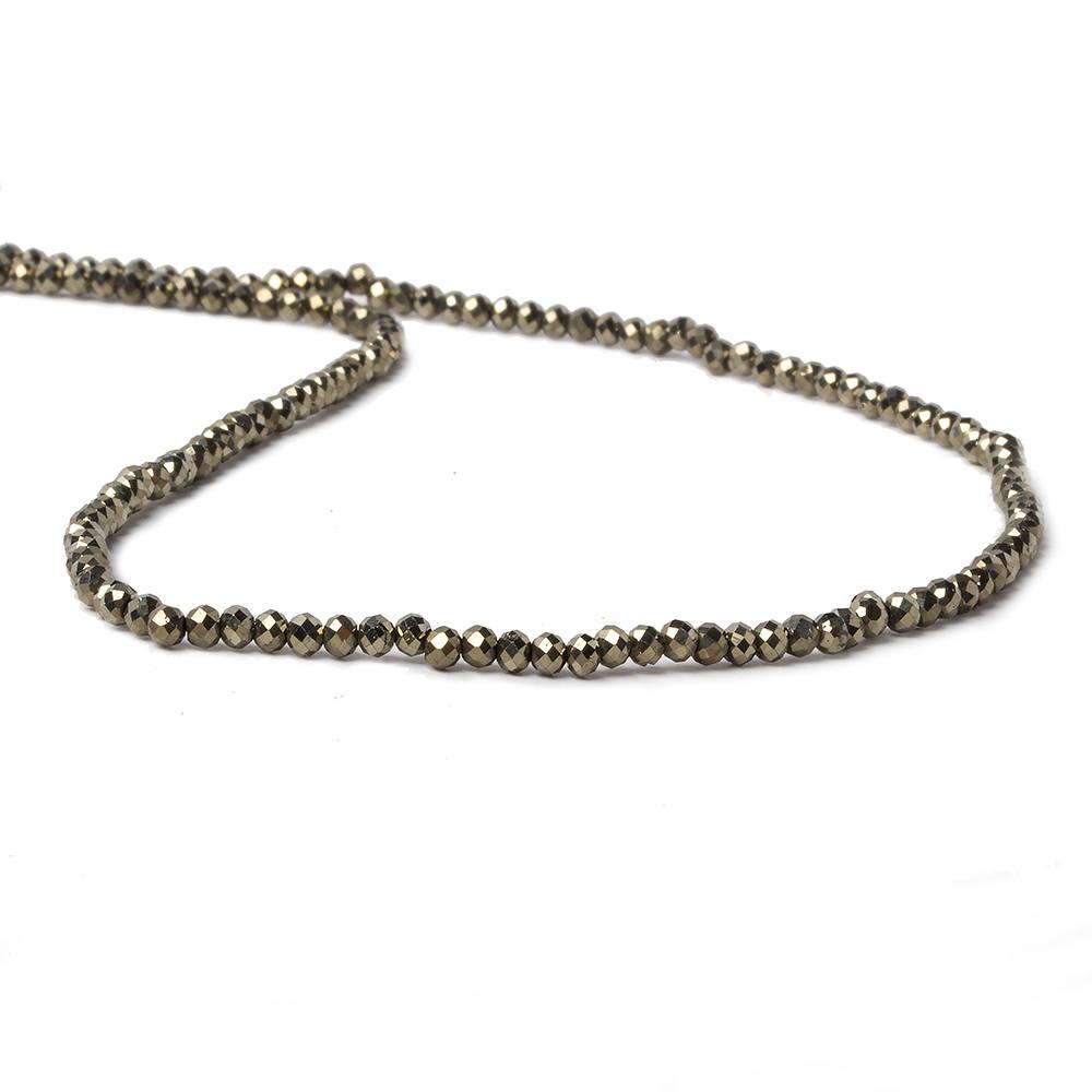 3mm Golden Pyrite microfaceted rondelle beads 14 inch 150 pieces - Beadsofcambay.com