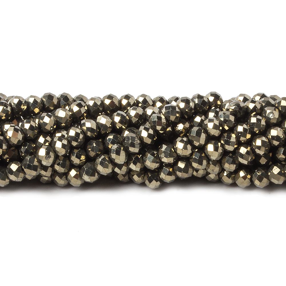 3mm Golden Pyrite microfaceted rondelle beads 14 inch 150 pieces - Beadsofcambay.com