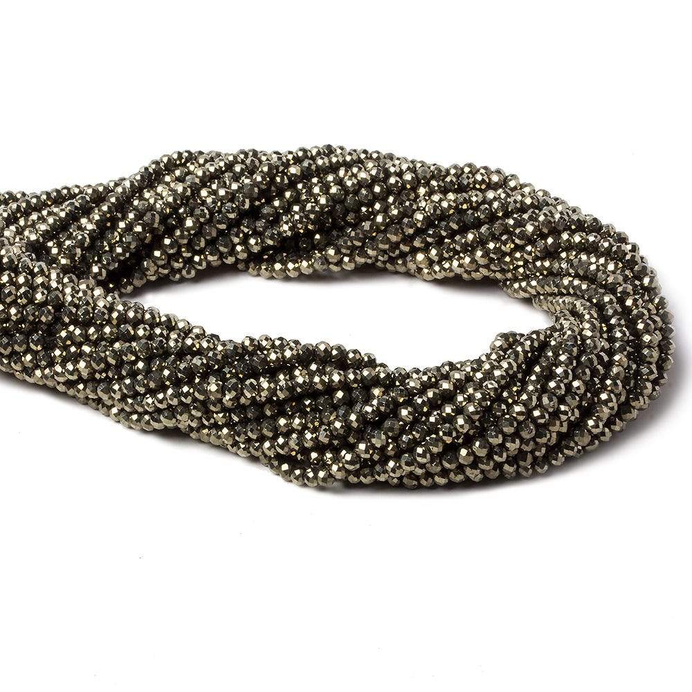3mm Golden Pyrite microfaceted rondelle beads 14 inch 150 pieces - Beadsofcambay.com