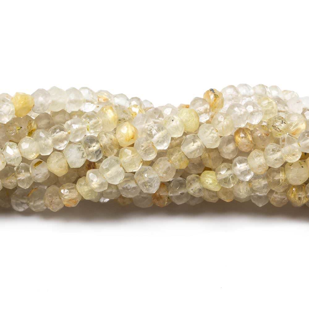 3mm Golden Rutilated Quartz Faceted Rondelle Beads 13.5 inch 132 pieces - Beadsofcambay.com