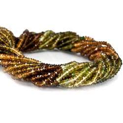 3mm Green & Brown Tourmaline Beads Faceted Rondelle - Beadsofcambay.com