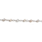 3mm Grey Moonstone faceted rondelle Silver Chain by the foot 36 pieces - Beadsofcambay.com
