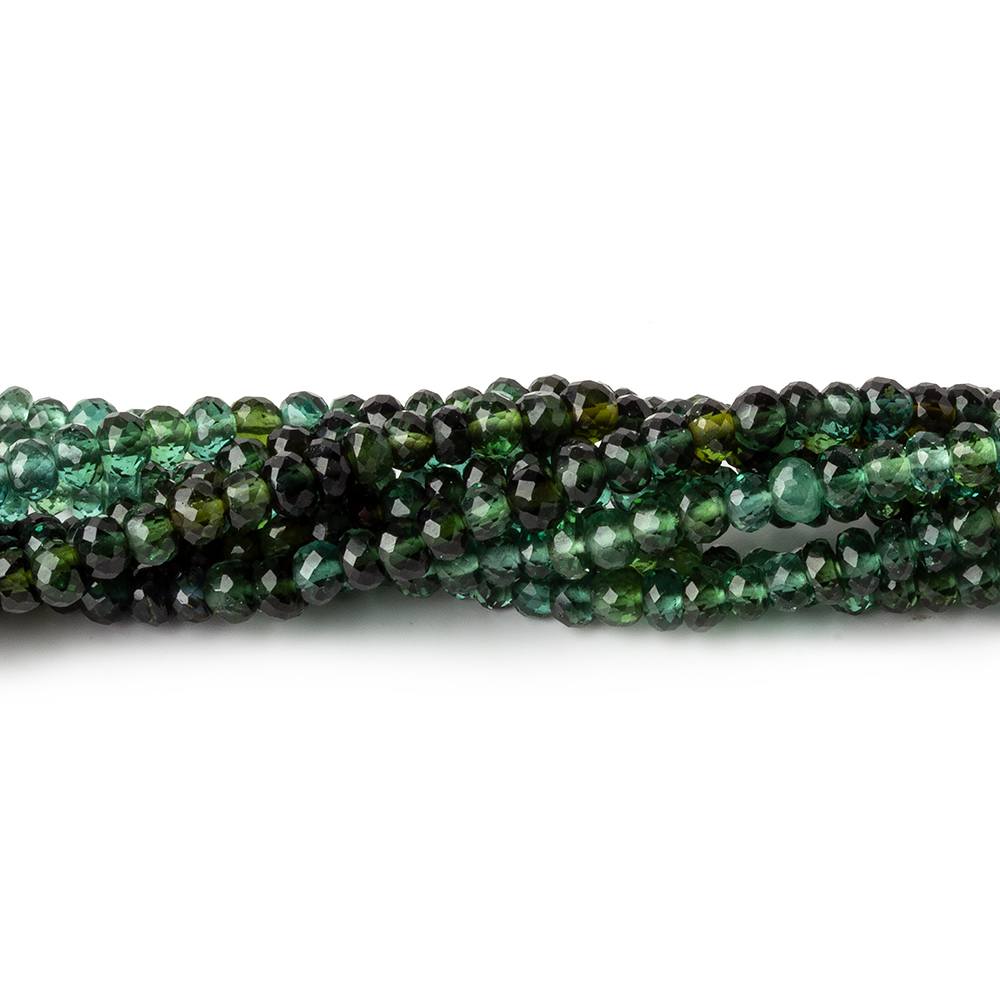 3mm Indicolite Blue & Chrome Green Tourmaline faceted rondelles 18 inch 210 pieces AA - Beadsofcambay.com