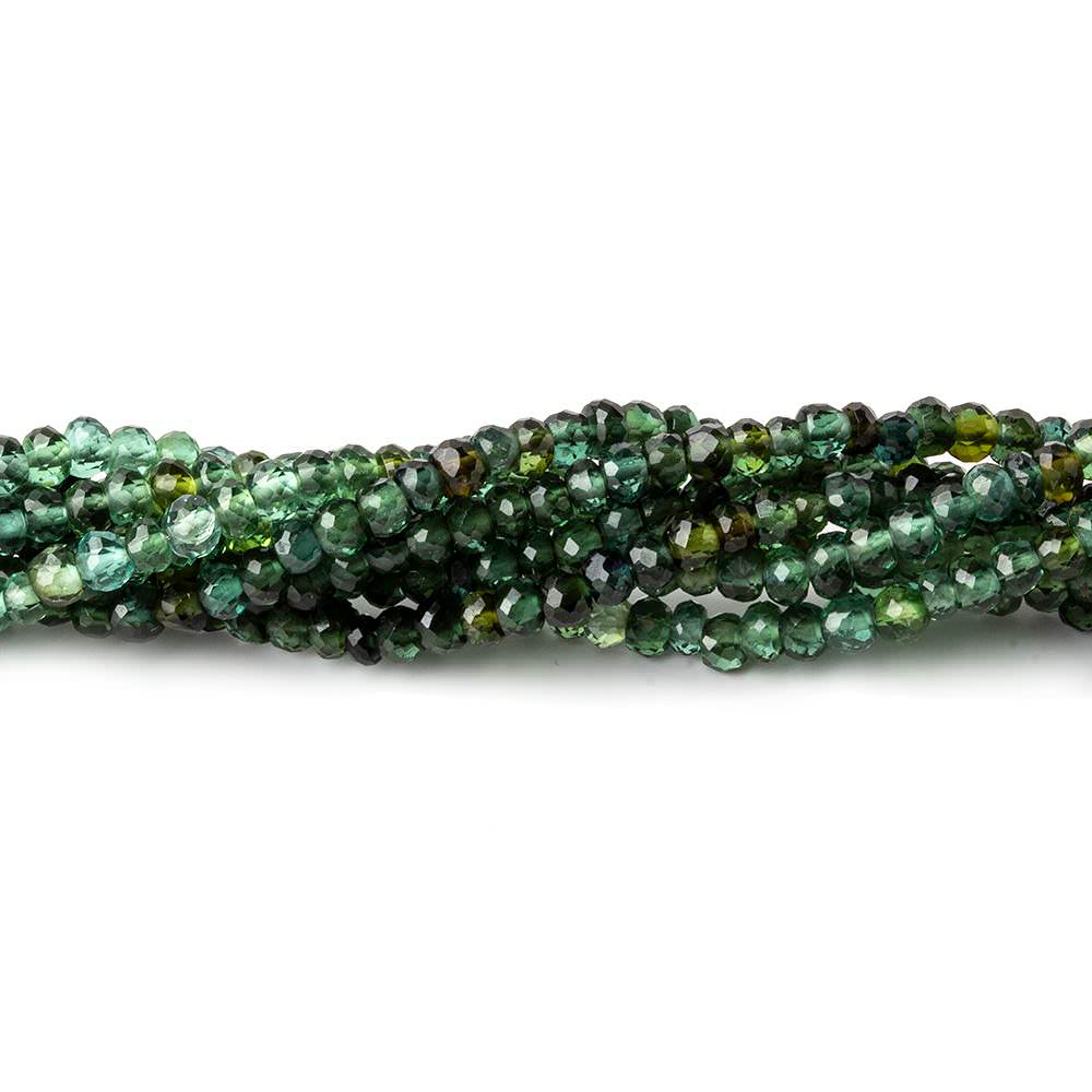 3mm Indicolite Blue & Chrome Green Tourmaline faceted rondelles 18 inch 235 pieces AA - Beadsofcambay.com