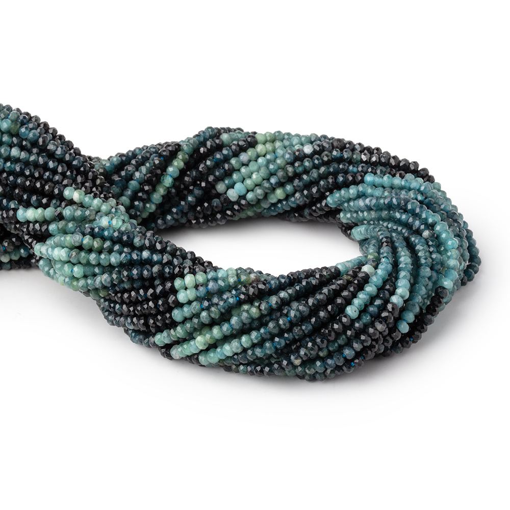 3mm Indicolite Tourmaline Micro Faceted Rondelle Beads 12.25 inch 150 pieces - Beadsofcambay.com