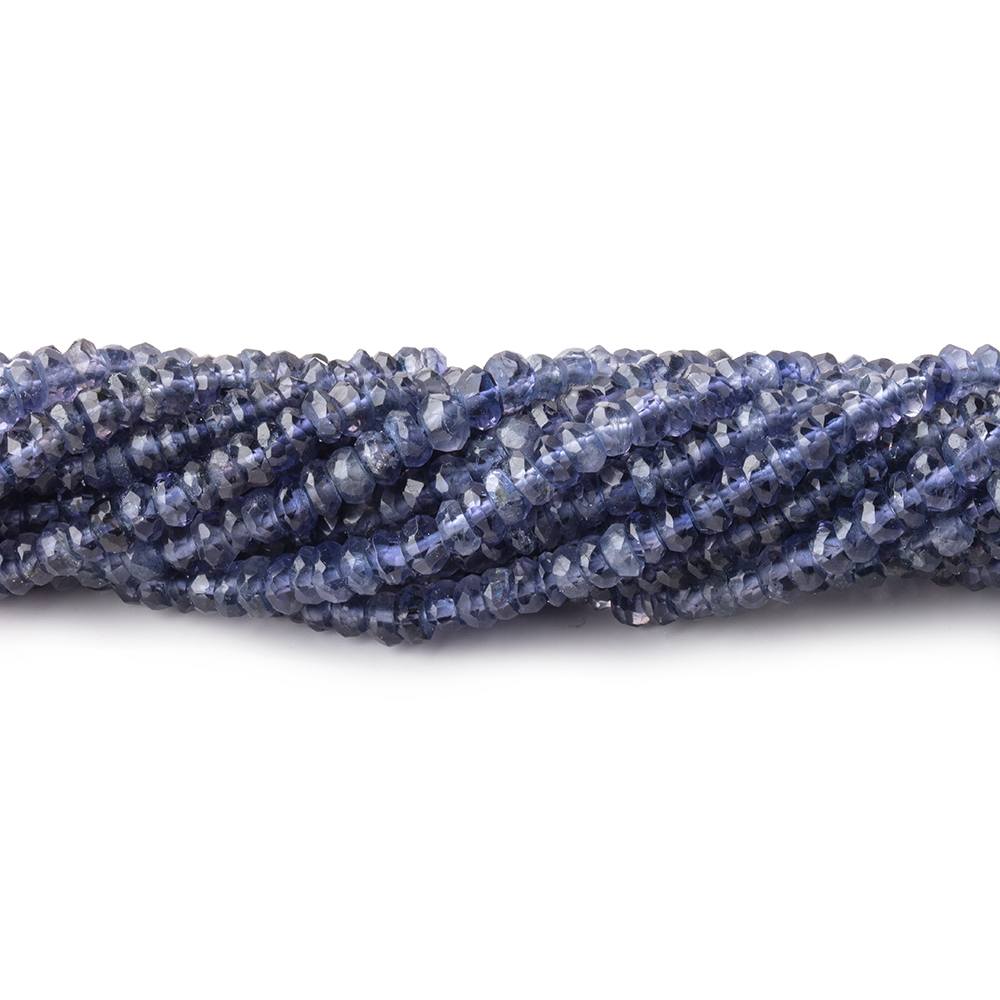 3mm Iolite faceted rondelle beads 13 inch 182 pieces - Beadsofcambay.com