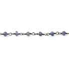 3mm Iolite faceted rondelle Black Gold plated Silver Chain by the foot 40 pieces - Beadsofcambay.com