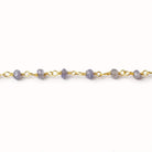 3mm Iolite Faceted Rondelles on Gold Plated Chain by the foot 37 beads - Beadsofcambay.com