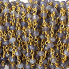 3mm Iolite Faceted Rondelles on Gold Plated Chain by the foot 37 beads - Beadsofcambay.com