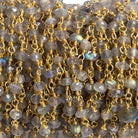 3mm Labradorite faceted rondelle Gold Chain by the foot 36 pieces - Beadsofcambay.com
