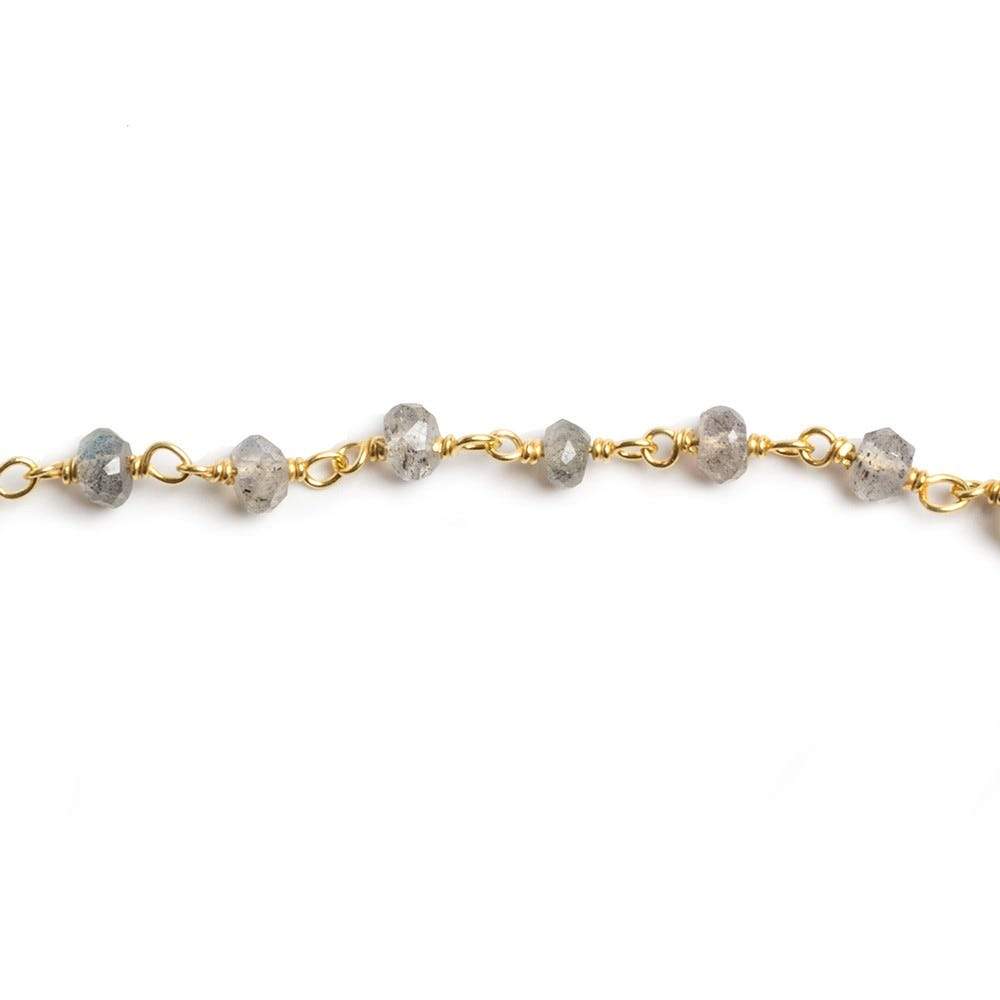 3mm Labradorite faceted rondelle Vermeil Chain by the foot 35 beads - Beadsofcambay.com
