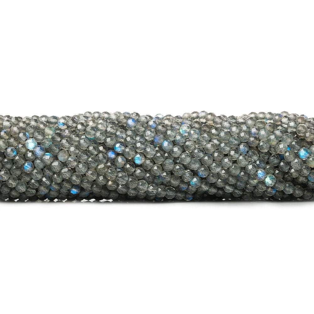 3mm Labradorite Micro Faceted Round Beads 13 inch 120 pieces - Beadsofcambay.com
