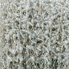 3mm Labradorite micro-faceted round Silver Dangling Chain by the foot - Beadsofcambay.com