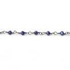 3mm Lapis Lazuli micro-faceted rondelle Black Gold plated Chain, 40 beads/ft - Beadsofcambay.com