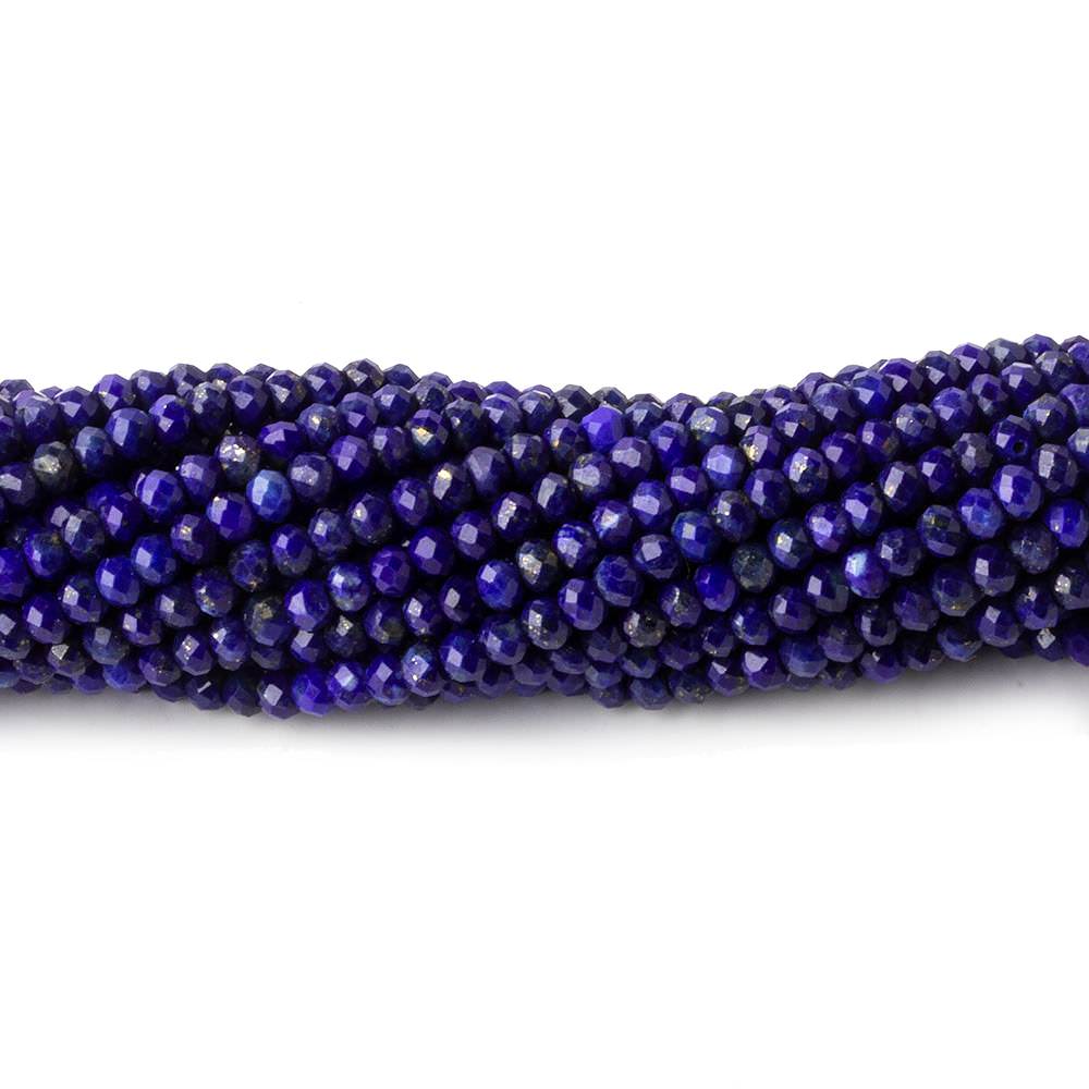 3mm Lapis Lazuli micro faceted rondelles 12.5 inch 45 beads - Beadsofcambay.com