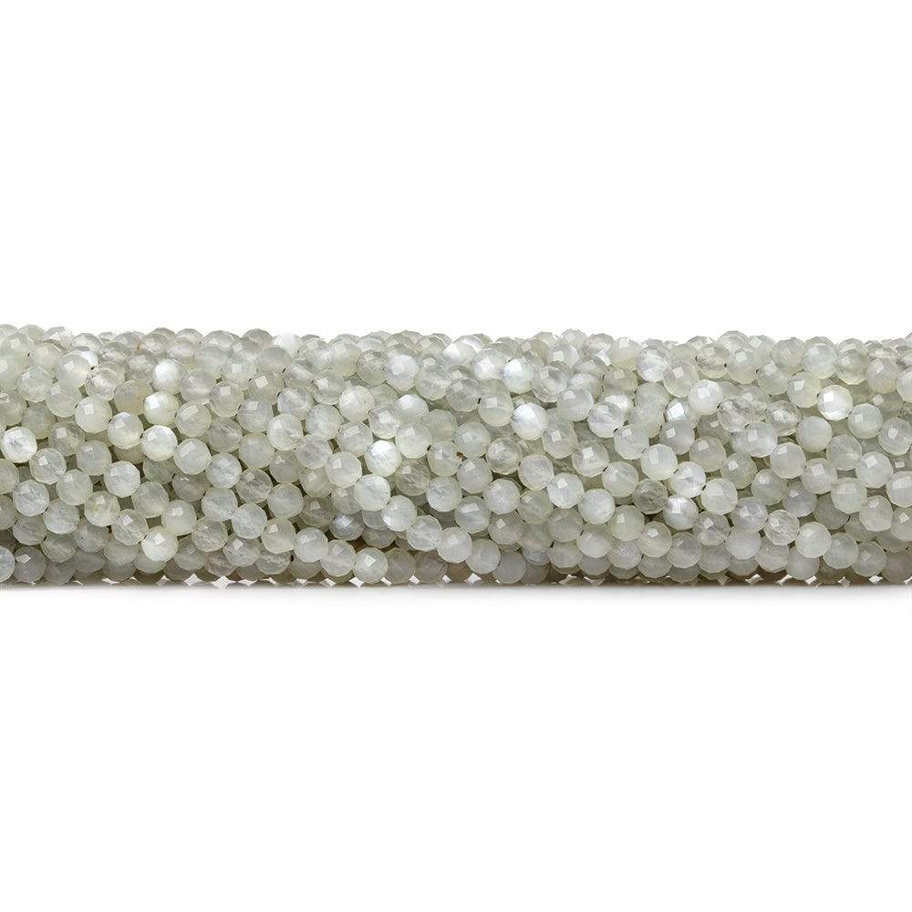 3mm Light Grey moonstone microfaceted round beads 13 inch 100pcs - Beadsofcambay.com