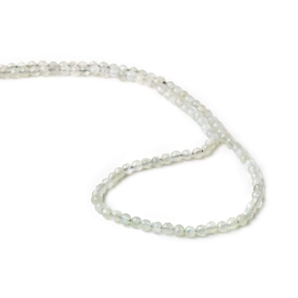 3mm Light Grey moonstone microfaceted round beads 13 inch 100pcs - Beadsofcambay.com