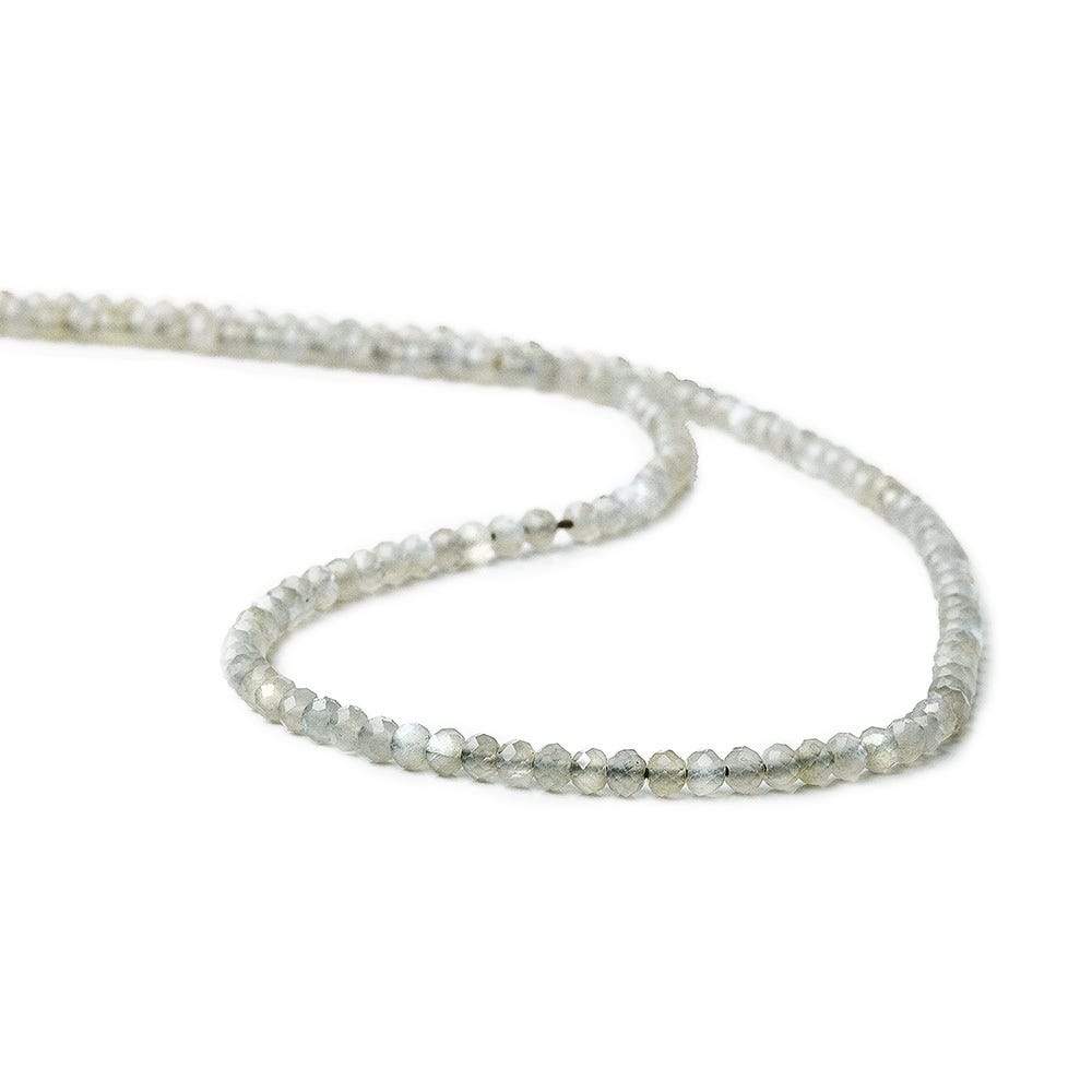 3mm Light Mink Grey microfaceted rondelle beads 13 inch 135 pieces - Beadsofcambay.com