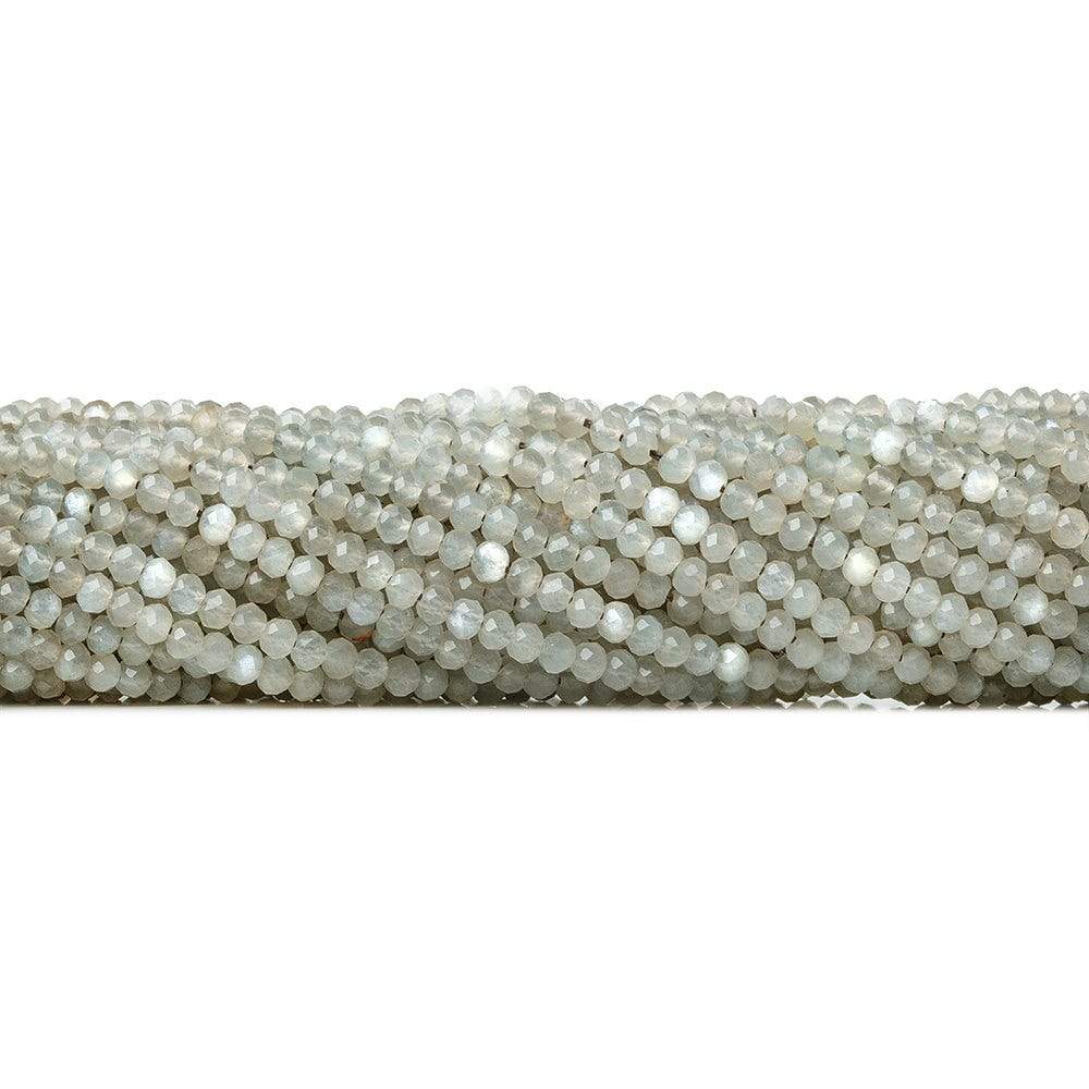3mm Light Mink Grey microfaceted rondelle beads 13 inch 135 pieces - Beadsofcambay.com