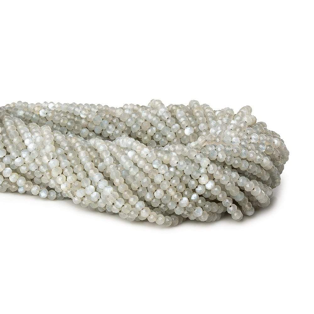 3mm Light Mink Grey microfaceted rondelle beads 13 inch 135 pieces - Beadsofcambay.com