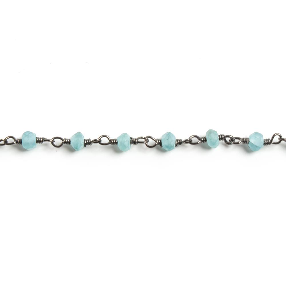 3mm Matte Apatite faceted rondelle Black Gold Chain by the foot 36 pieces - Beadsofcambay.com