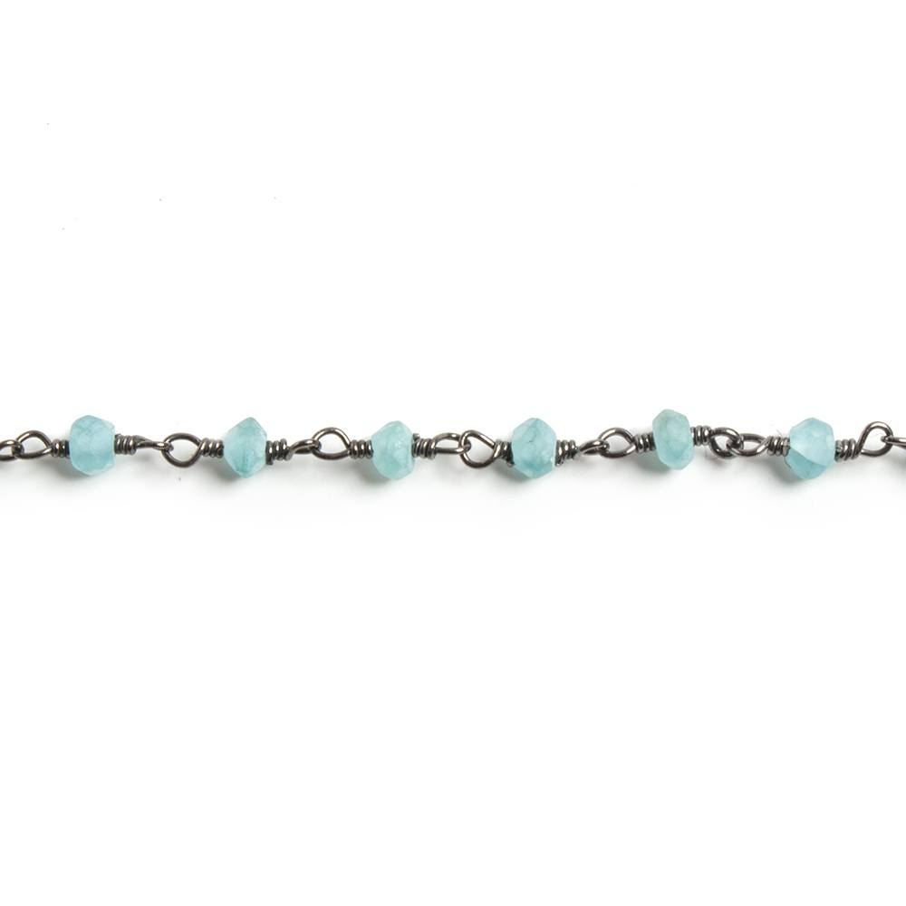 3mm Matte Apatite faceted rondelle Black Gold Chain by the foot 36 pieces - Beadsofcambay.com