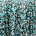 3mm Matte Apatite faceted rondelle Silver Chain by the foot 36 pieces - Beadsofcambay.com