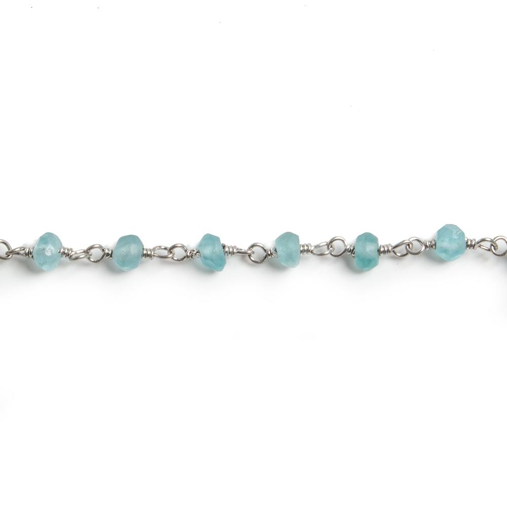 3mm Matte Apatite faceted rondelle Silver Chain by the foot 36 pieces - Beadsofcambay.com