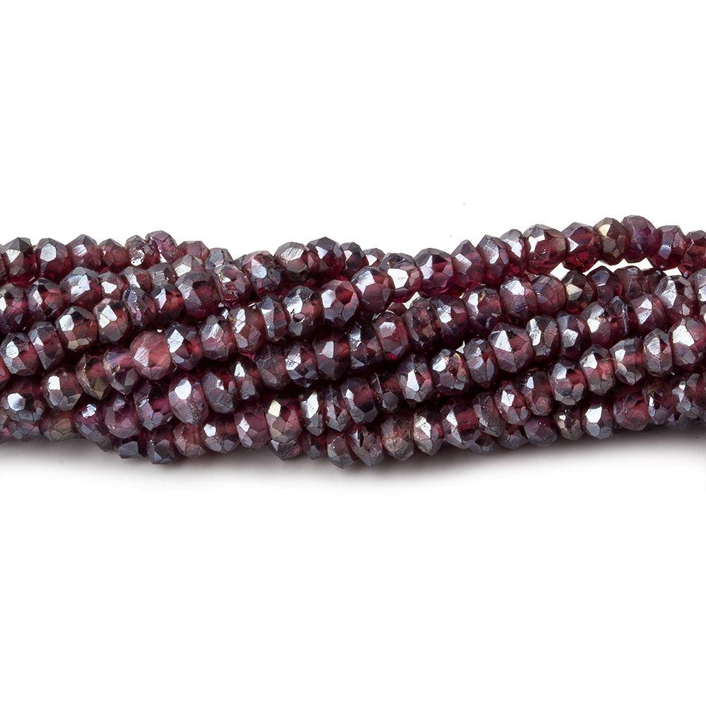 3mm Metallic Rhodolite Garnet Faceted Rondelle Beads 13 inch 174 pieces - Beadsofcambay.com