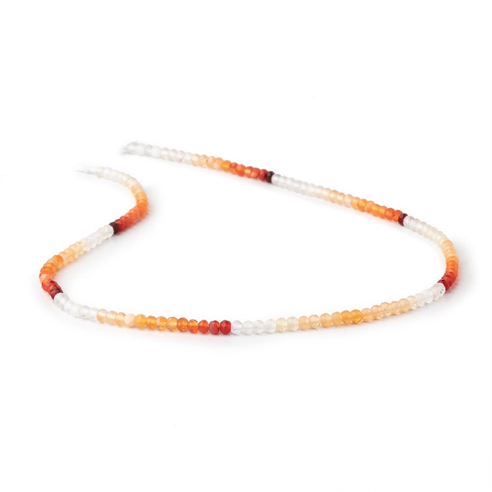 3mm Mexican Fire Opal Micro Faceted Rondelle Beads 12.5 inch 136 pieces - Beadsofcambay.com