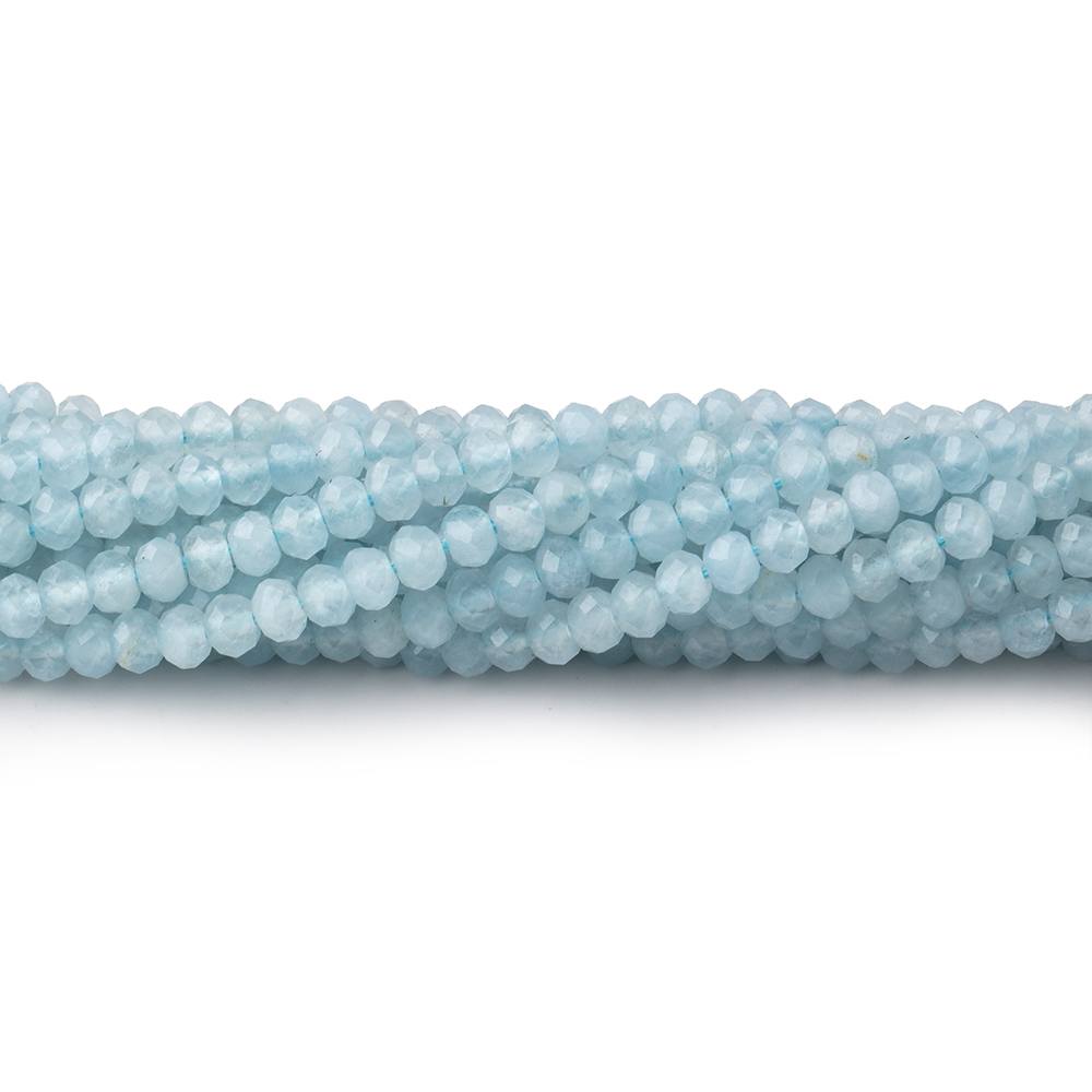 3mm Milky Aquamarine Micro Faceted Rondelle Beads 12.5 inch 132 pieces - Beadsofcambay.com