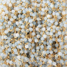 3mm Milky Aquamarine micro-faceted round Gold Dangling Chain by the foot - Beadsofcambay.com