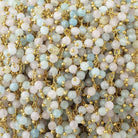 3mm Multi Color Beryl Micro Faceted Round Gold Plated Dangling Chain - Beadsofcambay.com