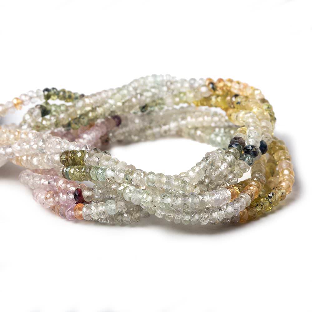 3mm Multi Color Fancy Sapphire Faceted Rondelle Beads 14.5 inch 180 pieces - Beadsofcambay.com