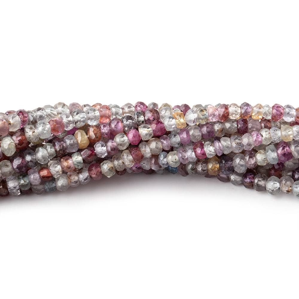 BeadsofCambay 3mm Multi Color Sapphire Faceted Rondelle Beads 16 inch 200 pieces