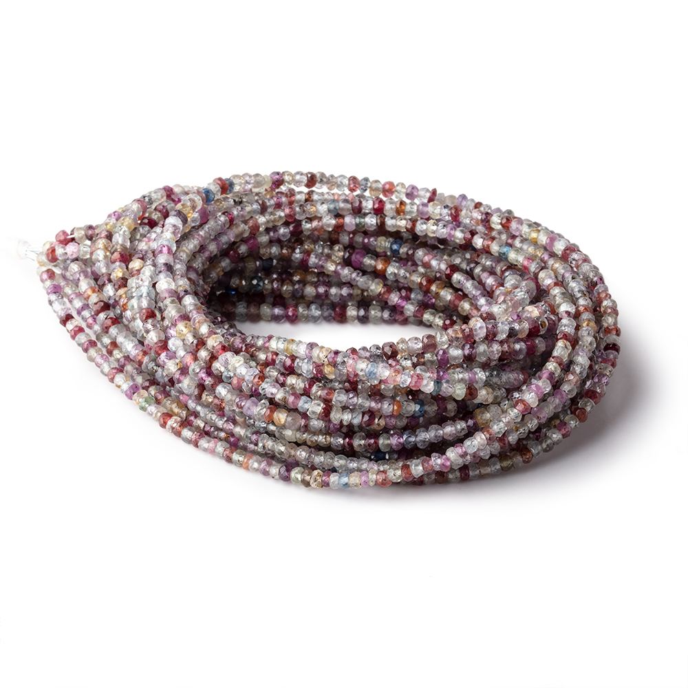 3mm Multi Color Sapphire Faceted Rondelle Beads 16 inch 200 pieces - Beadsofcambay.com