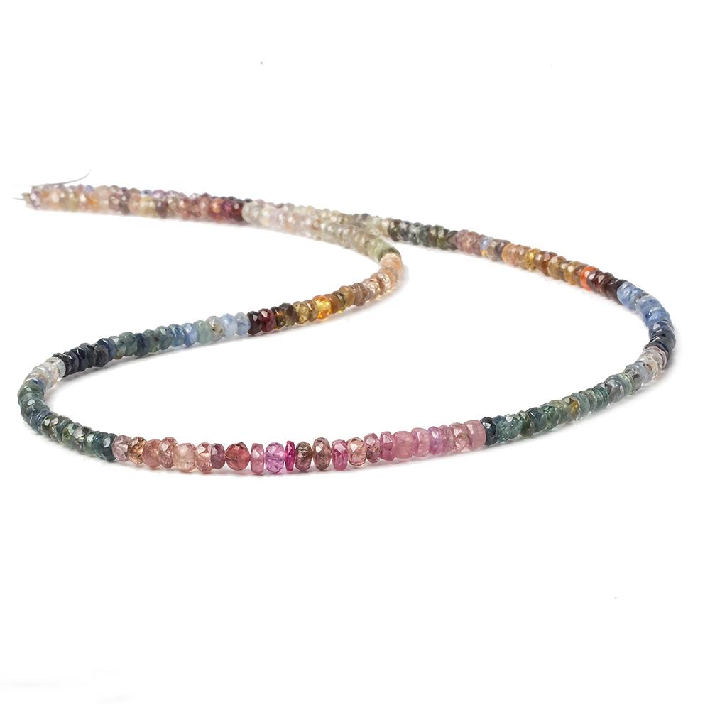 3mm Multi Color Sapphire Faceted Rondelle Beads 16 inch 210 pieces - Beadsofcambay.com