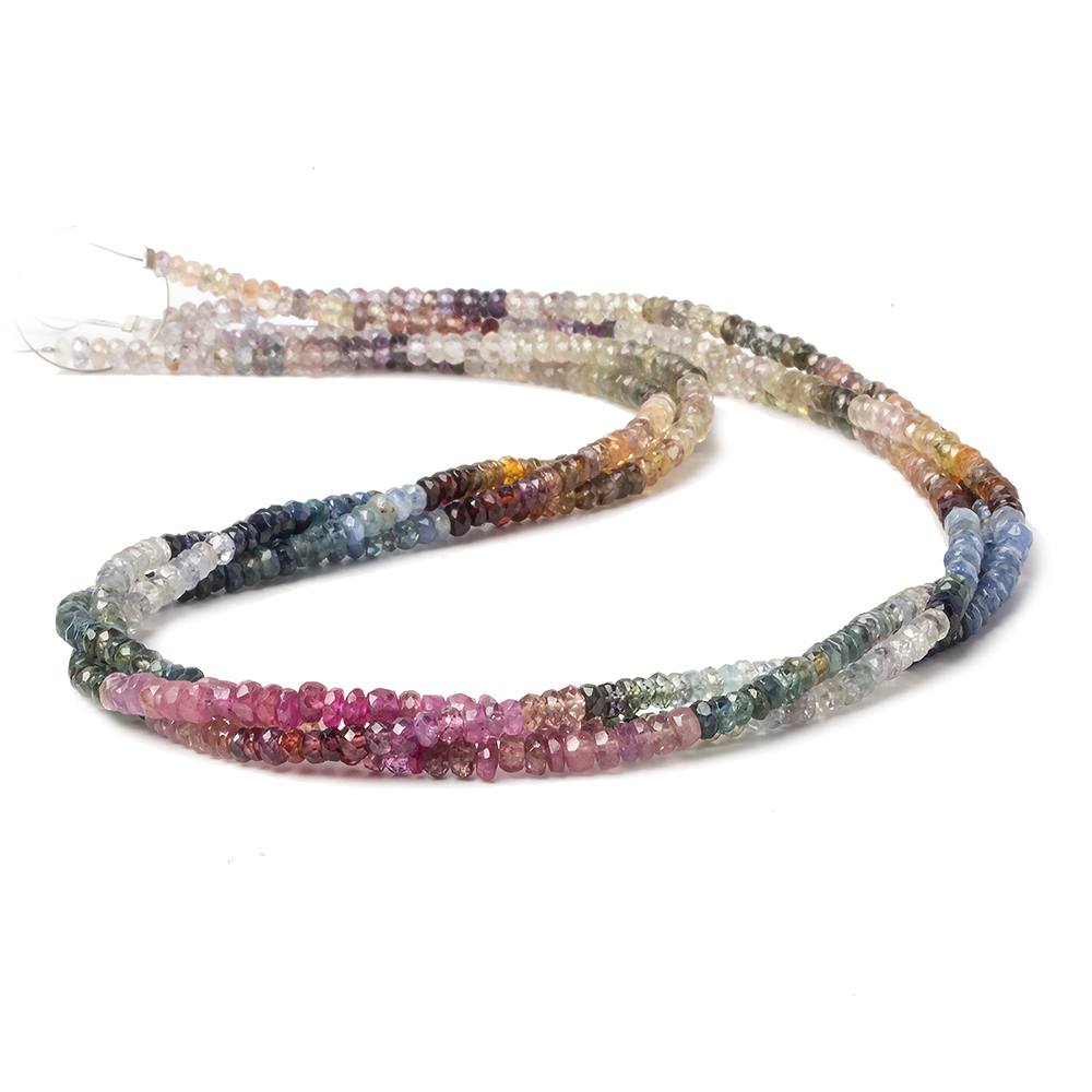 3mm Multi Color Sapphire Faceted Rondelle Beads 16 inch 210 pieces - Beadsofcambay.com