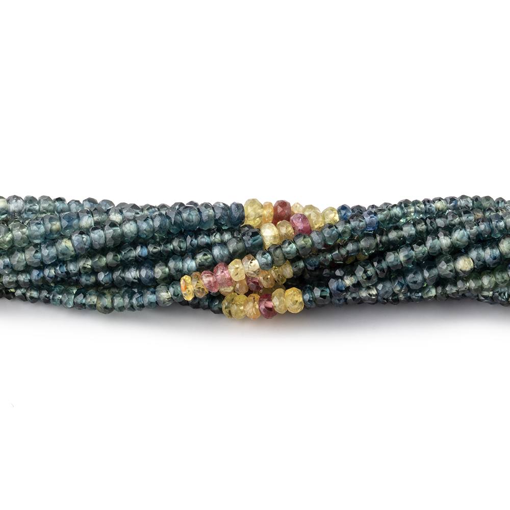 3mm Multi Color Sapphire Faceted Rondelle Beads 16 inch 245 pieces - Beadsofcambay.com