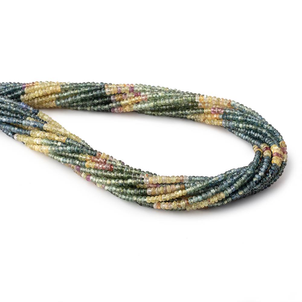 3mm Multi Color Sapphire Faceted Rondelle Beads 16 inch 245 pieces - Beadsofcambay.com