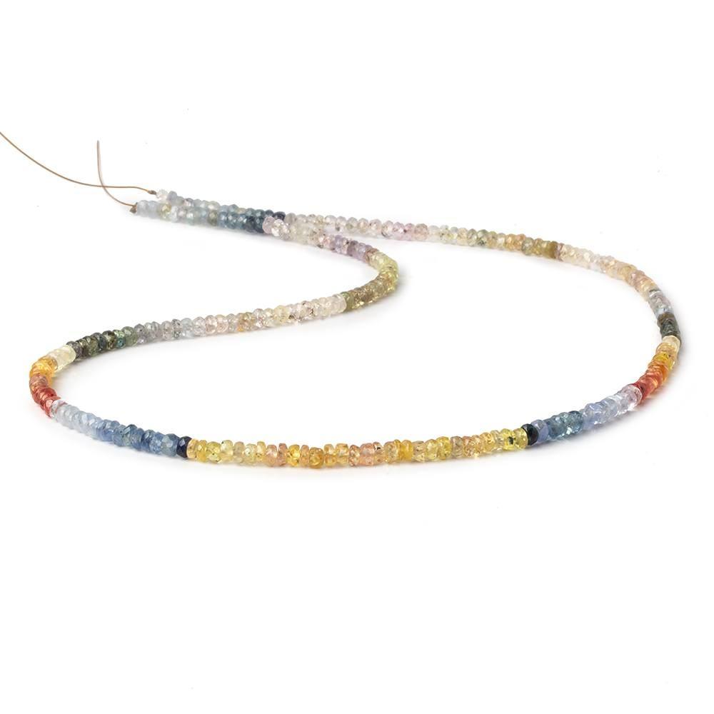 3mm Multi Color Sapphire Faceted Rondelle Beads 16.5 inch 220 pieces - Beadsofcambay.com