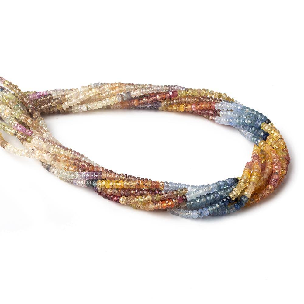 3mm Multi Color Sapphire Faceted Rondelle Beads 16.5 inch 220 pieces - Beadsofcambay.com