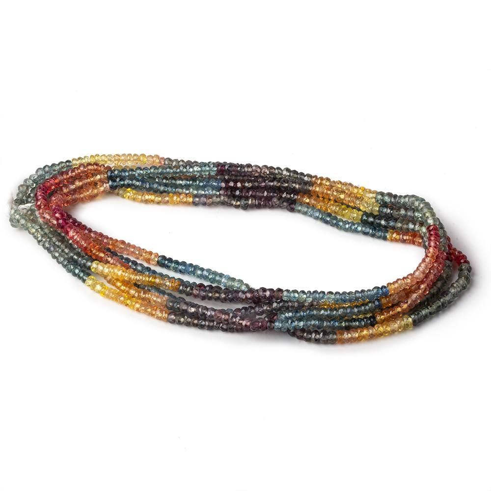 3mm Multi Color Sapphire Faceted Rondelle Beads 18 inch 250 pieces - Beadsofcambay.com
