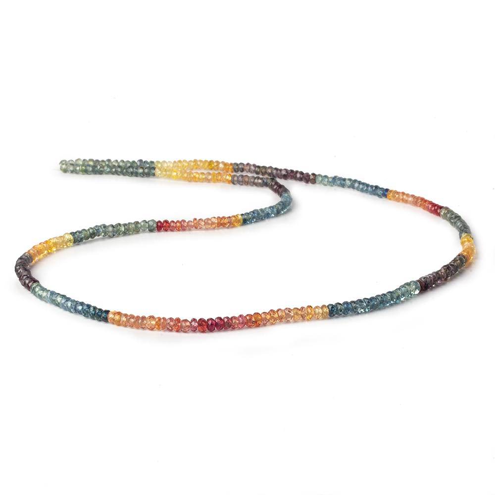 3mm Multi Color Sapphire Faceted Rondelle Beads 18 inch 250 pieces - Beadsofcambay.com