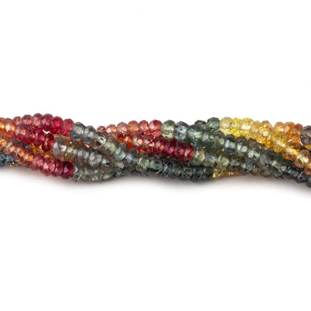3mm Multi Color Sapphire Faceted Rondelle Beads 18 inch 250 pieces - Beadsofcambay.com