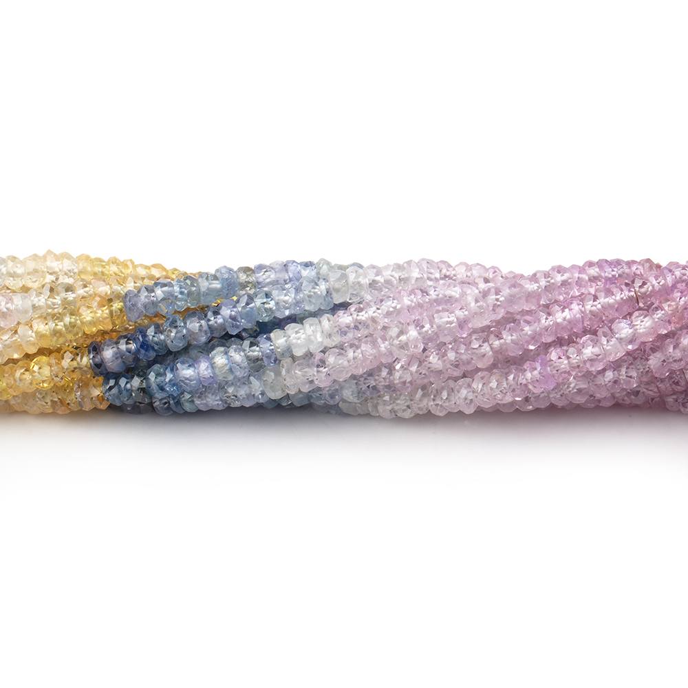 3mm Multi Color Sapphire Faceted Rondelles 18 inch 314 Beads - Beadsofcambay.com