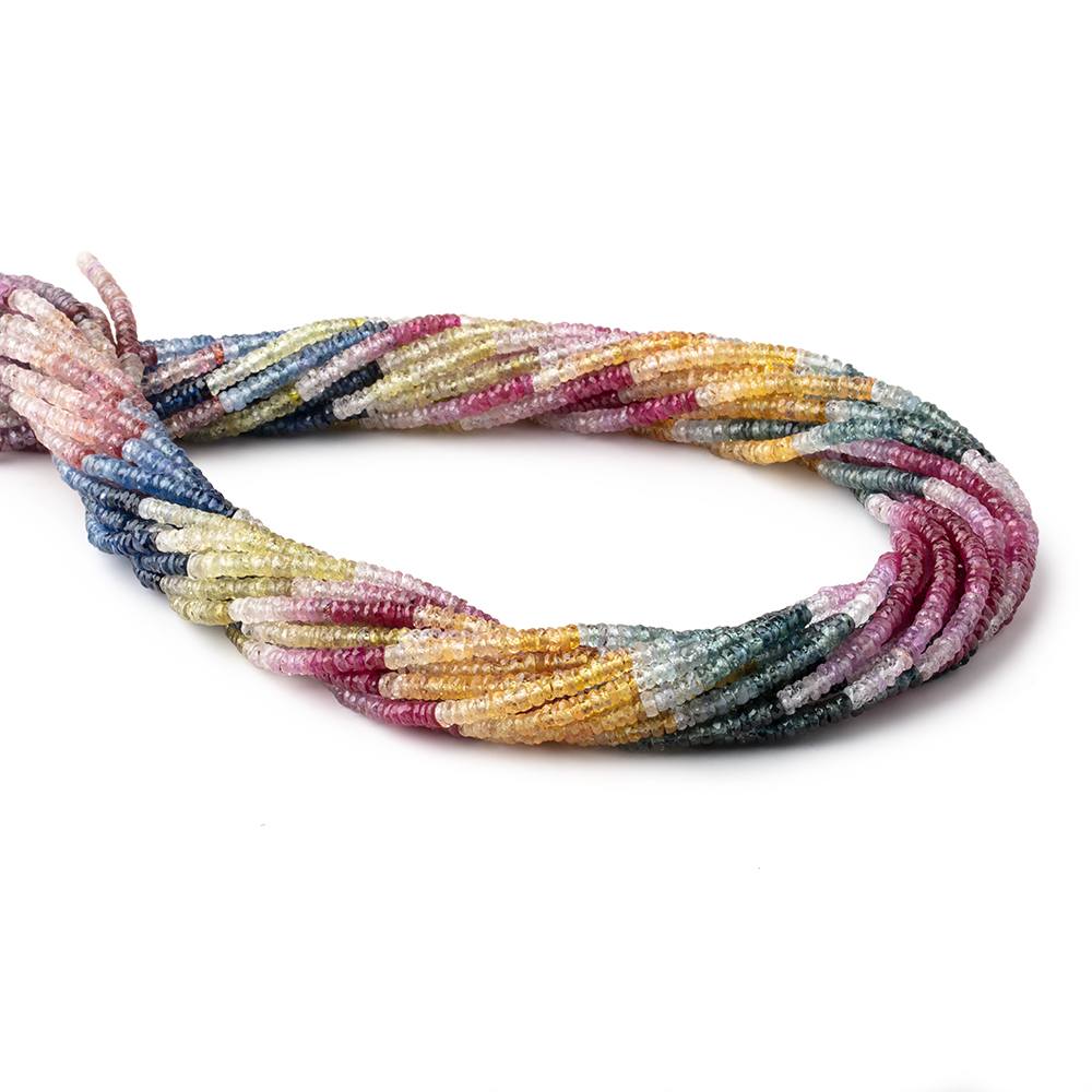 3mm Multi Color Sapphire & Ruby Faceted Heshi Beads 18 inch 245 pieces - Beadsofcambay.com