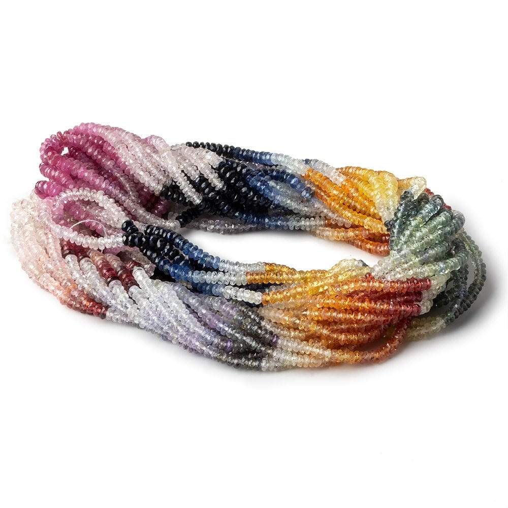 3mm Multi Color Fancy Sapphire faceted rondelles 18 inch 320 beads A - Beadsofcambay.com