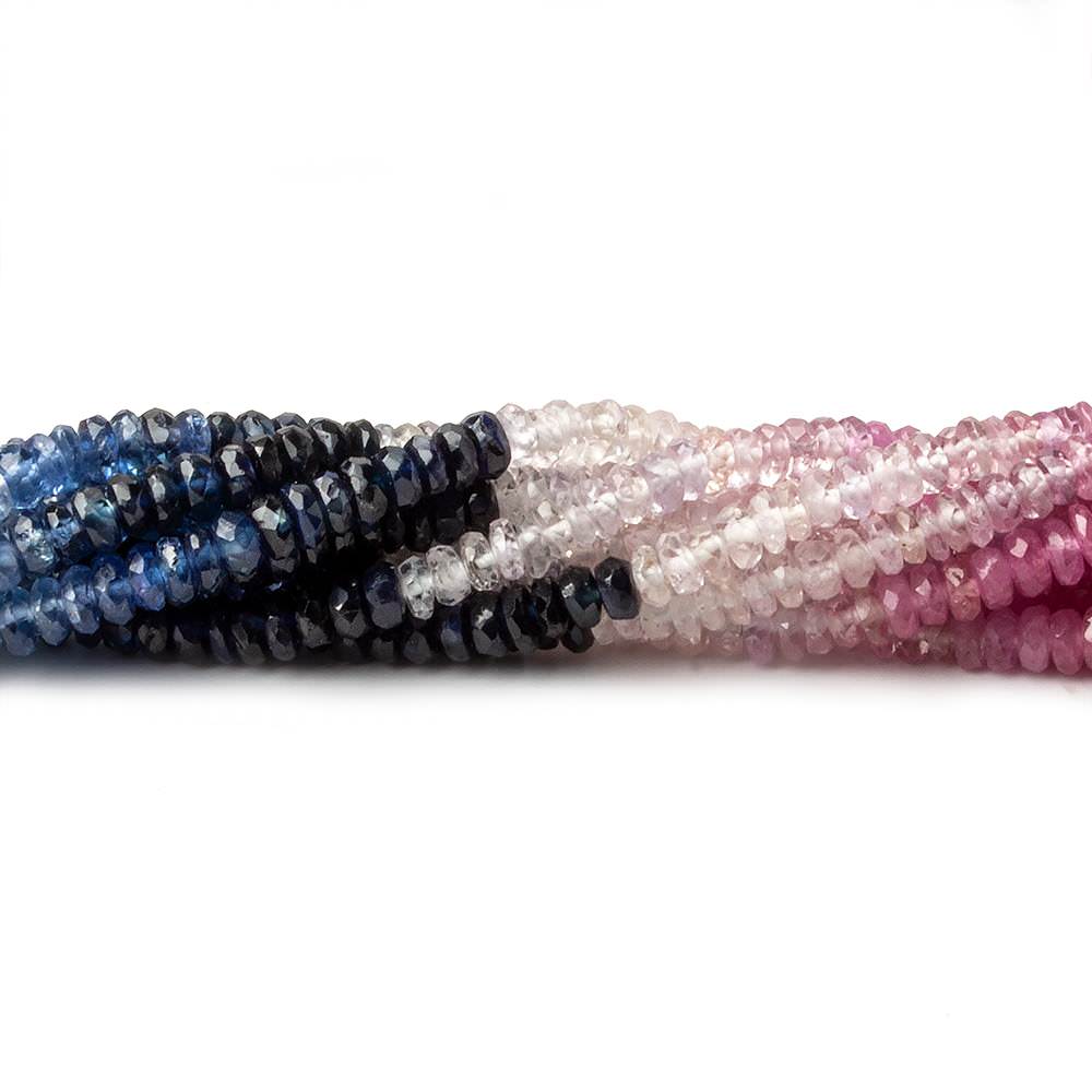 3mm Multi Color Fancy Sapphire faceted rondelles 18 inch 320 beads A - Beadsofcambay.com